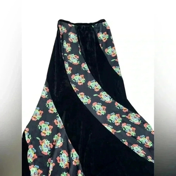 Free people floral satin and velvet mermaid maxi skirt size 4 - Picture 5 of 10